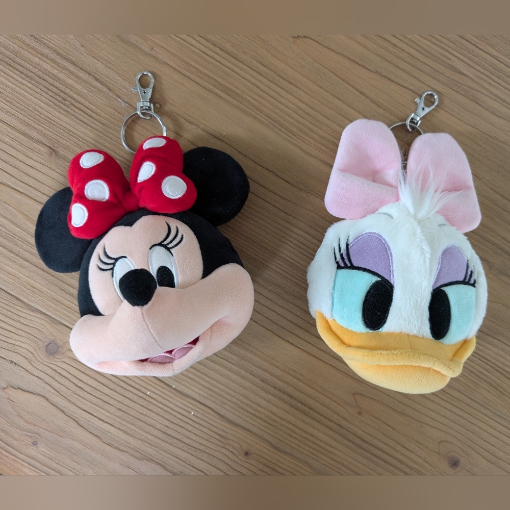 Disney Minnie and Daisy Plush Keychains - Red, Black, White, Pink, Yellow